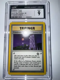 Pokemon Tower Black Star Promo 42 League Mint Non Holo Card CGC 9 - Image 1