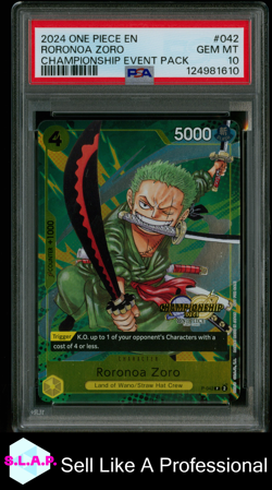 RORONOA ZORO ONE PIECE CHAMPIONSHIP 2024 EVENT PACK 2024 042 PSA 10 - Image 1