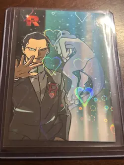 Giovanni & Mewtwo Holographic Card – Pokemon Team Rocket Fan Art – Custom Full A - Image 1