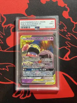 Pokemon Muk Alolan Muk GX Unbroken Bonds Sun Moon Ultra Card 61/214 PSA 9 - Image 1