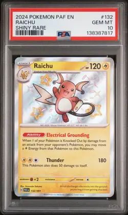2024 Pokemon Paf En-Paldean Fates #132 Raichu Shiny Rare PSA 10 - Image 1
