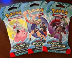 Pokemon JOURNEY TOGETHER - 3 Sleaved Factory Sealed Booster Pack Bundle -ENGLISH - Image 1