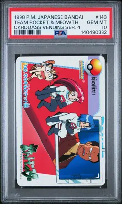 PSA 10 2026 CERT TEAM ROCKET & MEOWTH 1998 POKEMON JPN BANDAI CARDDASS #143 - Image 1