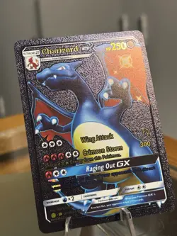 Shiny Charizard GX Black Foil Mint Rare Pokemon TCG Collector Fan Art Card - Image 1
