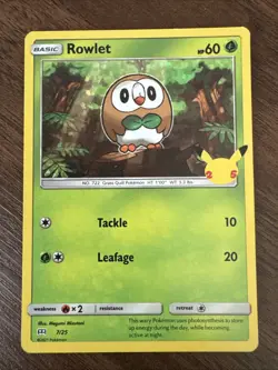 Pokemon Rowlet 7/025 McDonald's 25th Anniversary Holo 2021 - Image 1