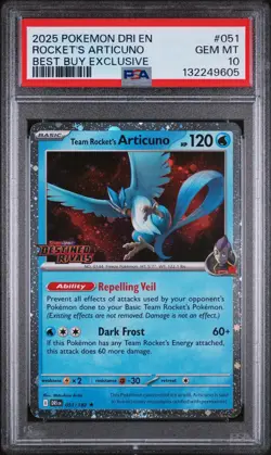 2025 POKEMON DESTINED RIVALS BEST BUY EXCLUSIVE TEAM ROCKET'S ARTICUNO PSA 10 - Image 1
