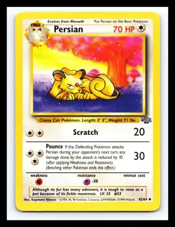 💥 Persian 42/64 Jungle Non Holo Foil Pokemon 1999 Vintage - Image 1