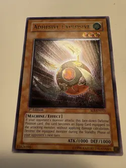 Yugioh YuGiOh! Adhesive Explosive SOI-EN011 1st Edition Ultimate Rare Card - Image 1