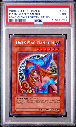 PSA 2 1ST EDITION Dark Magician Girl MFC-000 Magican's Force YUGIOH Secret Rare - Image 1
