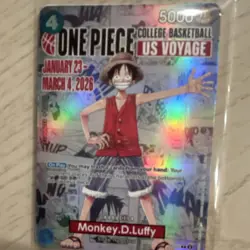 Bandai Namco One Piece CCG Monkey D. Luffy US Voyage Promo Full Art Holo Card - Image 3