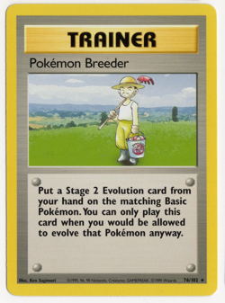 Pokemon Breeder 76/102 TRAINER Base Set Pokemon Card - Image 1