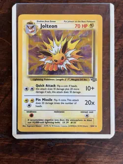 Pokemon Jolteon Jungle Holo Rare Stage 1 70 HP Card 4/64 Unlimited English 1999 - Image 1