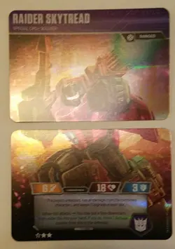 Transformers Trading Card Game TCG Raider Skytread W4 UT T48 & 49 Plane & Tank - Image 2