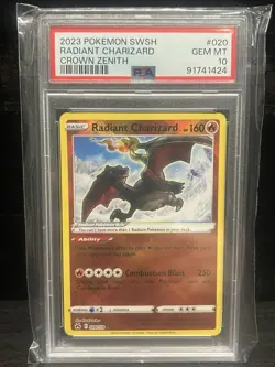 PSA 10 2023 Pokemon SWSH Crown Zenith Radiant Charizard 020/159 Graded TCG Card - Image 1