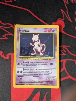 Pokemon Base Set Mewtwo Holo Rare Card 10/102 Unlimited HP - Image 1