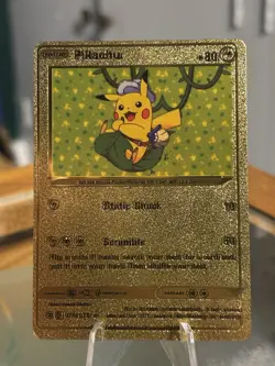 Pikachu Gold Foil Mint Rare Pokemon TCG Collector Fan Art Card NM - Image 1