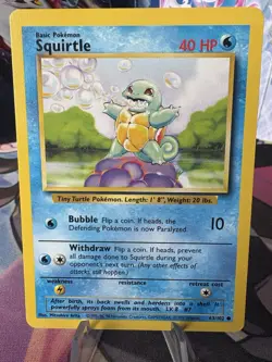 Pokemon TCG Squirtle Card 63/102 Base Set, Regular Unlimited, LP Condition - Image 2