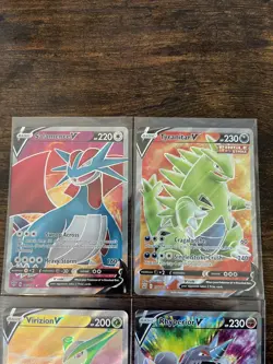 Pokemon TCG 4 Card Lot Full Art V Ultra Rares, Salamence, Tyranitar, Rhylerior V - Image 3