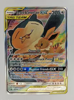 Pokemon TCG Eevee & Snorlax GX SM169 MP Tag Team Promo Card - Image 1