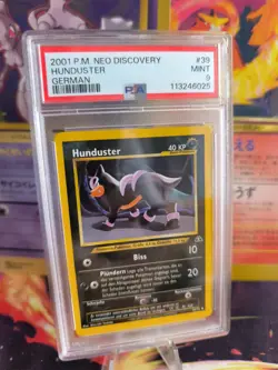 Pokemon Card Hunduster Houndour Neo Discovery Entdeckung 2001 Deutsch PSA 9 - Image 1