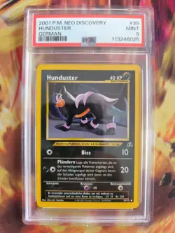 Pokemon Card Hunduster Houndour Neo Discovery Entdeckung 2001 Deutsch PSA 9 - Image 2