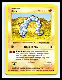 💥 Onix | Pokemon TCG 1999 | (Shadowless Set) Non Holo Vintage # 56/102 - Image 1