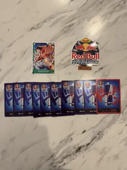Red Bull x One Piece – Double Don!! Set (10 Foil Red Bull Don + Luffy Promo) - Image 1