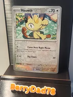 Meowth 052/165 Scarlet & Violet 151 Reverse Holo Pokemon TCG NM - Image 1