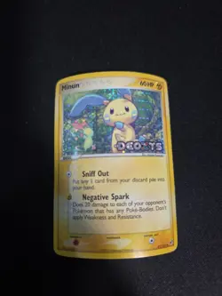 Minun 41/107 EX Deoxys Stamped Pokemon Card Reverse Holo Foil Rare HP/DMG - Image 1