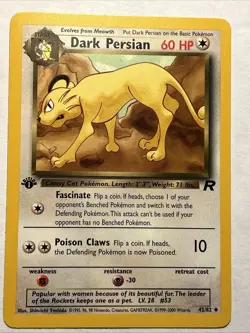 Dark Persian 42/82 1st Edition Team Rocket Pokemon TCG Vintage Card WOTC NM - Image 1