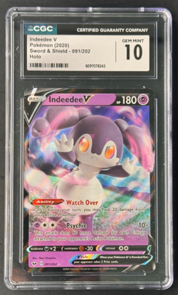 CGC 10 Indeedee V 091/202 – Pokemon Sword & Shield Ultra Rare Holo Card - Image 1