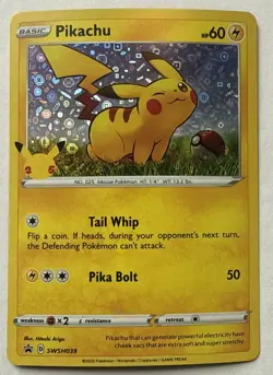Pokemon TCG Pikachu SWSH039 SWSH: Sword & Shield Promo Cards Holo NM - Image 1