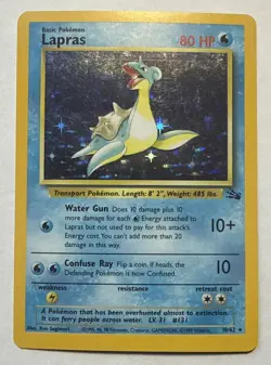 Pokemon Lapras Fossil 10/62 Holo Rare Unlimited English Card MP/LP - Image 1