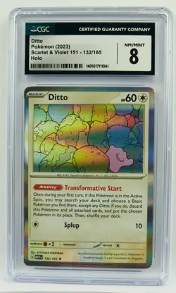 Ditto 132/165 MEW Scarlet & Violet 151 2023 Holo CGC 8 English Pokemon Card Slab - Image 1