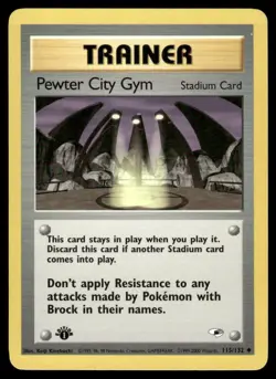 Pokemon Cards Pewter City Gym 115/132 1ST EDITION Gym Heroes WOTC Uncommon NM - Image 1