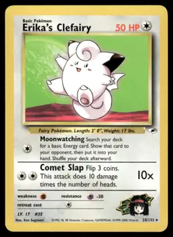 Pokemon Cards Erika's Clefairy 25/132 UNLIMITED Gym Heroes WOTC Rare NM - Image 1