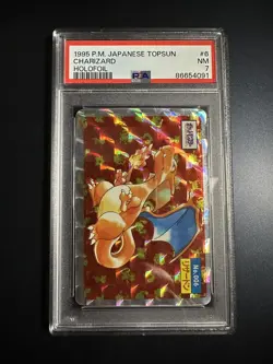 Psa 7 Charizard Holofoil #6 1995 Japanese Topsun Holofoil Pokemon Vintage Card - Image 1