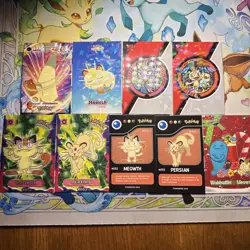 9 Cracked Ice Holo and non Holo Meowth Database NON-TCG Pokemon Cards lot - Image 1