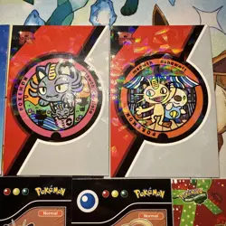 9 Cracked Ice Holo and non Holo Meowth Database NON-TCG Pokemon Cards lot - Image 3