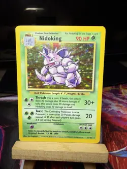 Nidoking 11/102 Base Set Holo Pokemon TCG Card English 1999 HP/DMG - Image 1