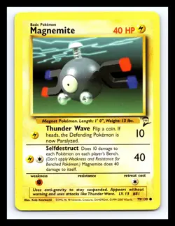 💥 Magnemite | Pokemon TCG 2000 | (Base Set 2 ) NON Holo Foil Vintage # 79/130 - Image 1
