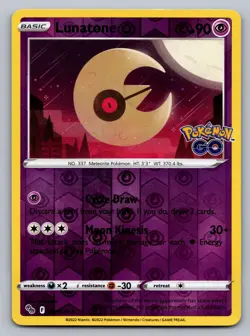 Pokemon TCG Pokemon GO Lunatone 034/078 Reverse Holo - Image 1