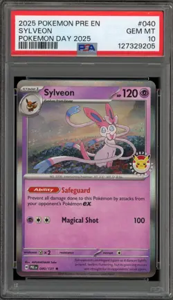 Pokemon Sylveon 2025 Pokemon Day Prismatic Evolutions Holo Rare #040 PSA 10 - Image 1