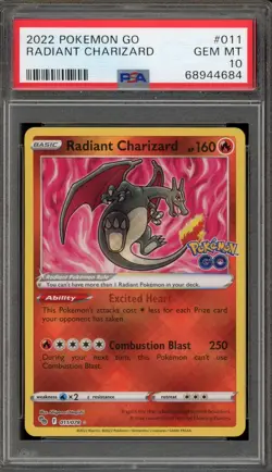 Pokemon Radiant Charizard Pokemon Go Holo Rare #011 PSA 10 Gem Mint - Image 1