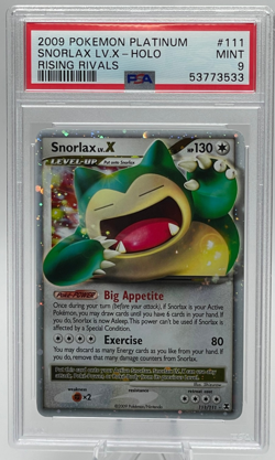 2009 POKEMON PLATINUM RISING RIVALS #111 SNORLAX LV.X HOLO PSA 9 MINT - Image 1