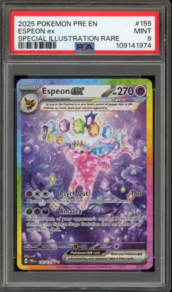Pokemon Espeon ex Prismatic Evolutions Special Illustration Rare #155 PSA 9 Mint - Image 1
