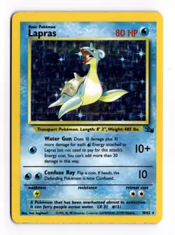 Pokemon TCG Lapras Fossil 10/62 Holo 1999-2000 MP Unlimited - Image 1