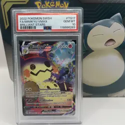 POKEMON SWSH PSA 10 GEM MINT MIMIKYU VMAX TG17 BRILIANT STARS FULL ART HOLO RARE - Image 1
