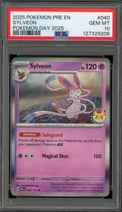 Pokemon Sylveon 2025 Pokemon Day Prismatic Evolutions Holo Rare #040 PSA 10 - Image 1