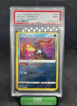 Pokemon TCG Radiant Greninja Sword & Shield Astral Radiance PSA 9 - Image 1